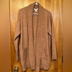 Time and Tru Tan Open-Front Cardigan